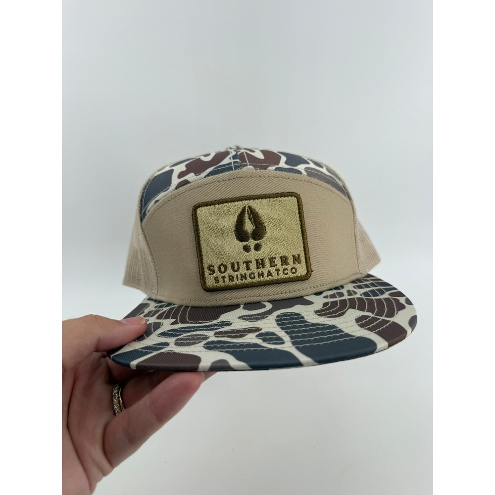 Southern String Hat Co Trucker Hat Mens OSFM Camo 7-Panel Snapback Mesh Cap